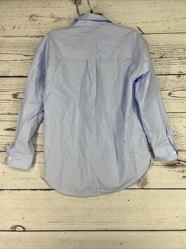 Women’s Oversized Long Sleeve Collared Button Down Shirt Blue Size Xs - Picture 4 of 4