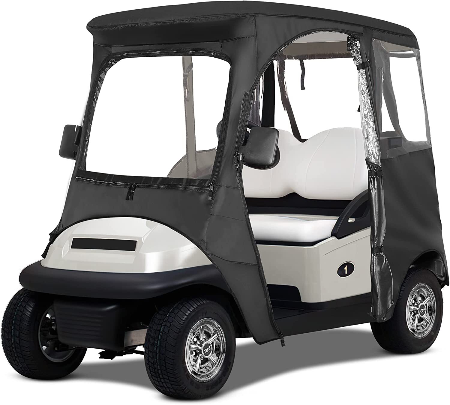 Golf Cart Enclosure for Club Car Precedent 2 Passenger 600D Black Driving Cover