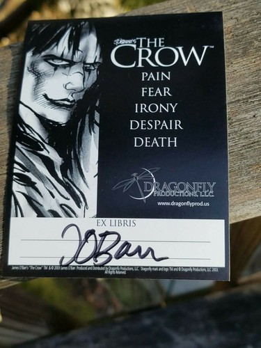 THE CROW J. O'BARR AUTHENTIC SIGNED EX LIBRIS PEEL OFF STICKER 4 X 3 INCHES - Picture 7 of 10