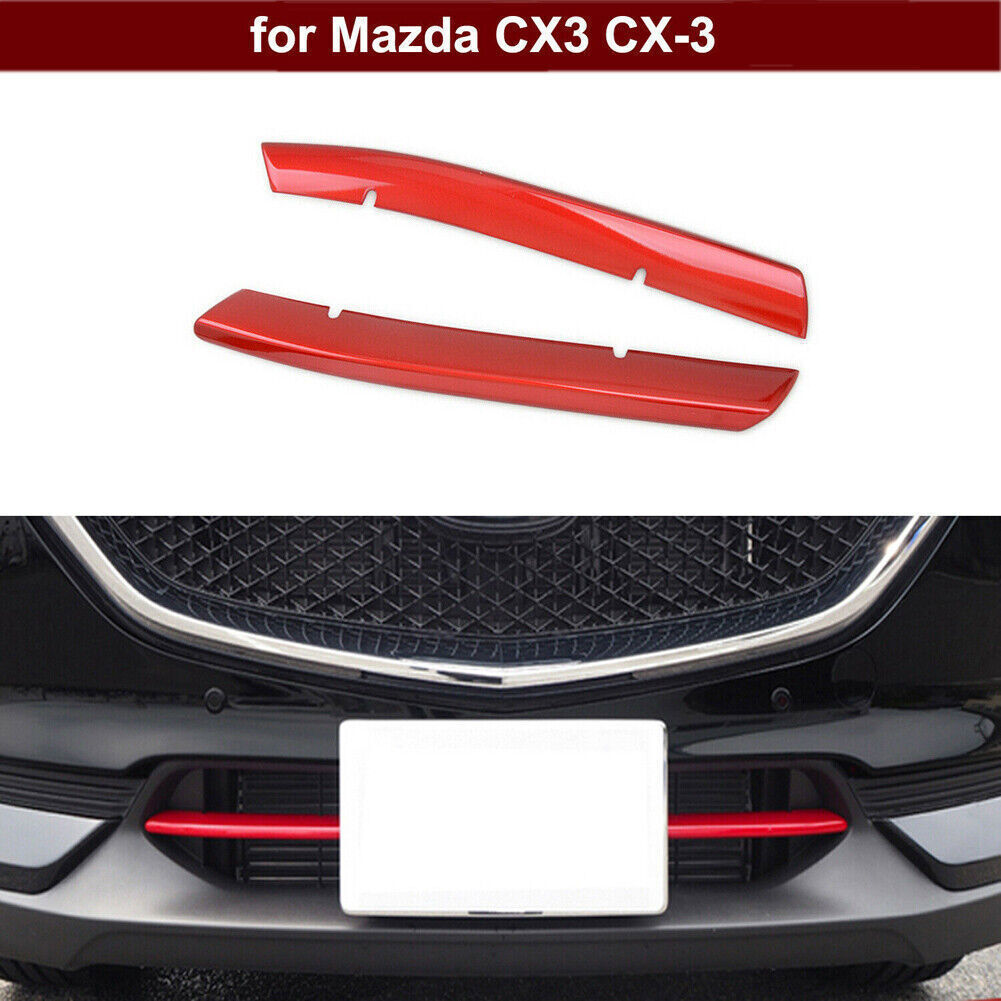 2P Red Front Bumper Lower Grille Grill Insert Cover Trim For Mazda CX-3 2016-21