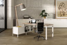 Scrivania con mobile servizio portante reversibile moderno desktop contenitore