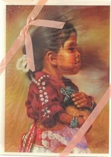 Lot of 5 Artisan Blank Greeting Note Cards Little Mother by Carol Theroux