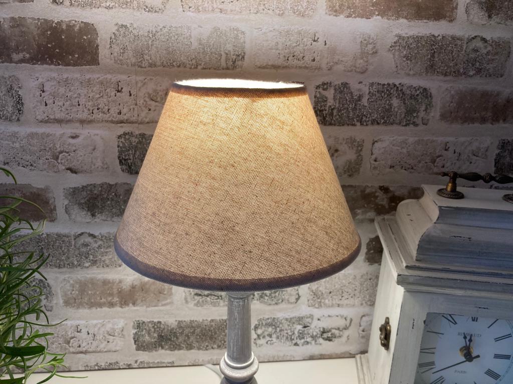 Wooden Table Bedside Lamp Brown Grey Washed Finish Natural Beige