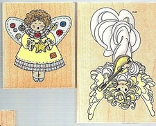 Hero Arts H1044 Button Angel & Stampendous UP009 Lute Angel