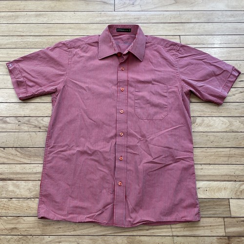 LOUIS PHILLIPE Button Up Shirt Men L 44" 40cm Red Striped Premium Cotton Picnic - Picture 24 of 24