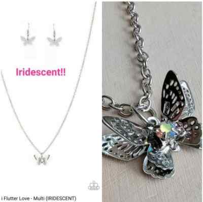 Paparazzi ~ Flutter Love Multi Iridescent  Butterfly Necklace Set 2021