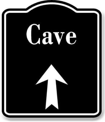 Cave Up Arrow BLACK Aluminum Composite Sign