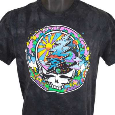 Grateful Dead T Shirt Mens Size Small Black Psychedelic Tie Dye Band Tee