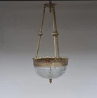 1940s Style Art Deco Chandelier Brass And Cut Glass Lamp Pendant Light