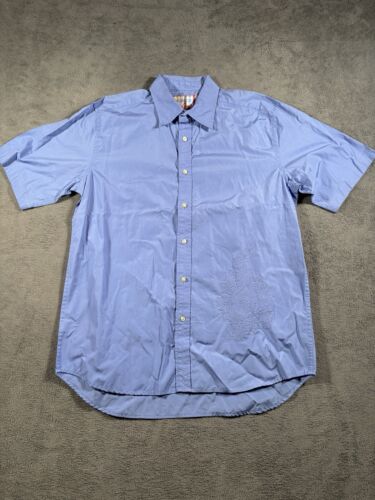 Robert Graham Camp Hemd Herren XL Blau Kurzarm 50s Style Cigar Bowling Tony