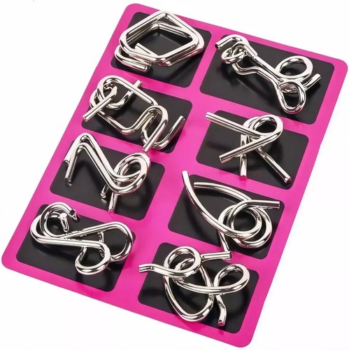 Metal Wire Puzzle Set of 24 with Pouch,Brain Teaser IQ Test Trick Toy for Party - 第 4/7 張圖片