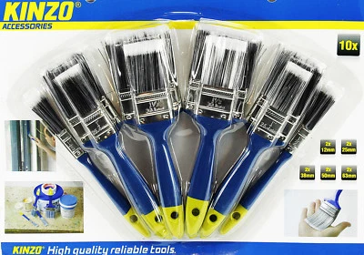 WOW Pinsel Set 10–teilig KINZO Breitpinsel universell Synthetik-Borsten