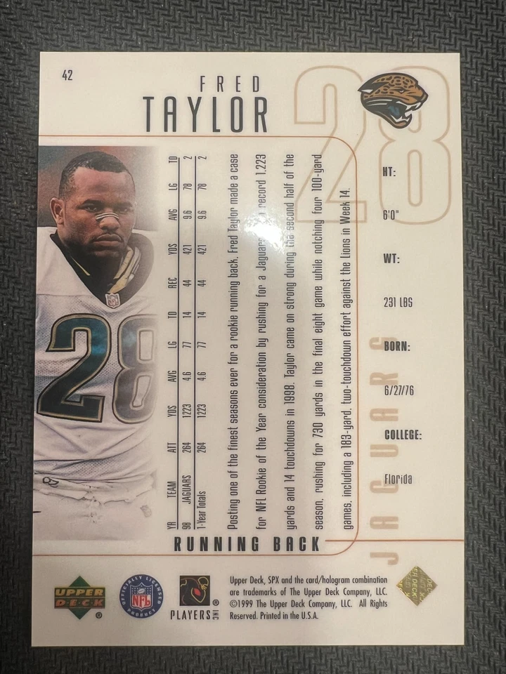 QTY: 1999 SPx Football - Fred Taylor ( Jacksonville Jaguars ) #42 - Image 2 of 2