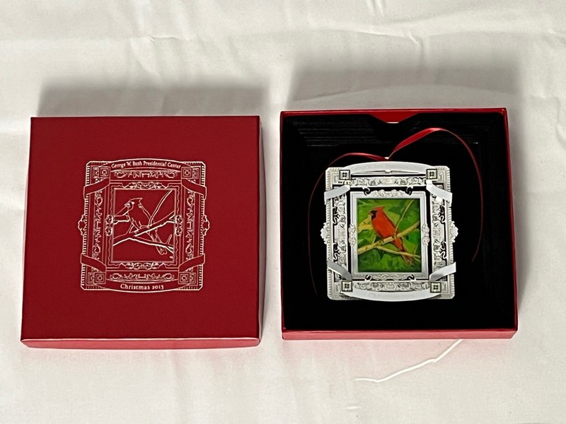 2013 Cardinal Christmas Ornament George W. Bush Presidential Center NEW wIth BOX