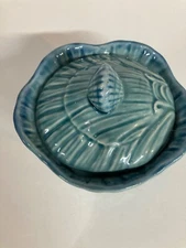 Olifaire Portugal Rare Teal Cabbage Leaf Covered Bowl 6in”