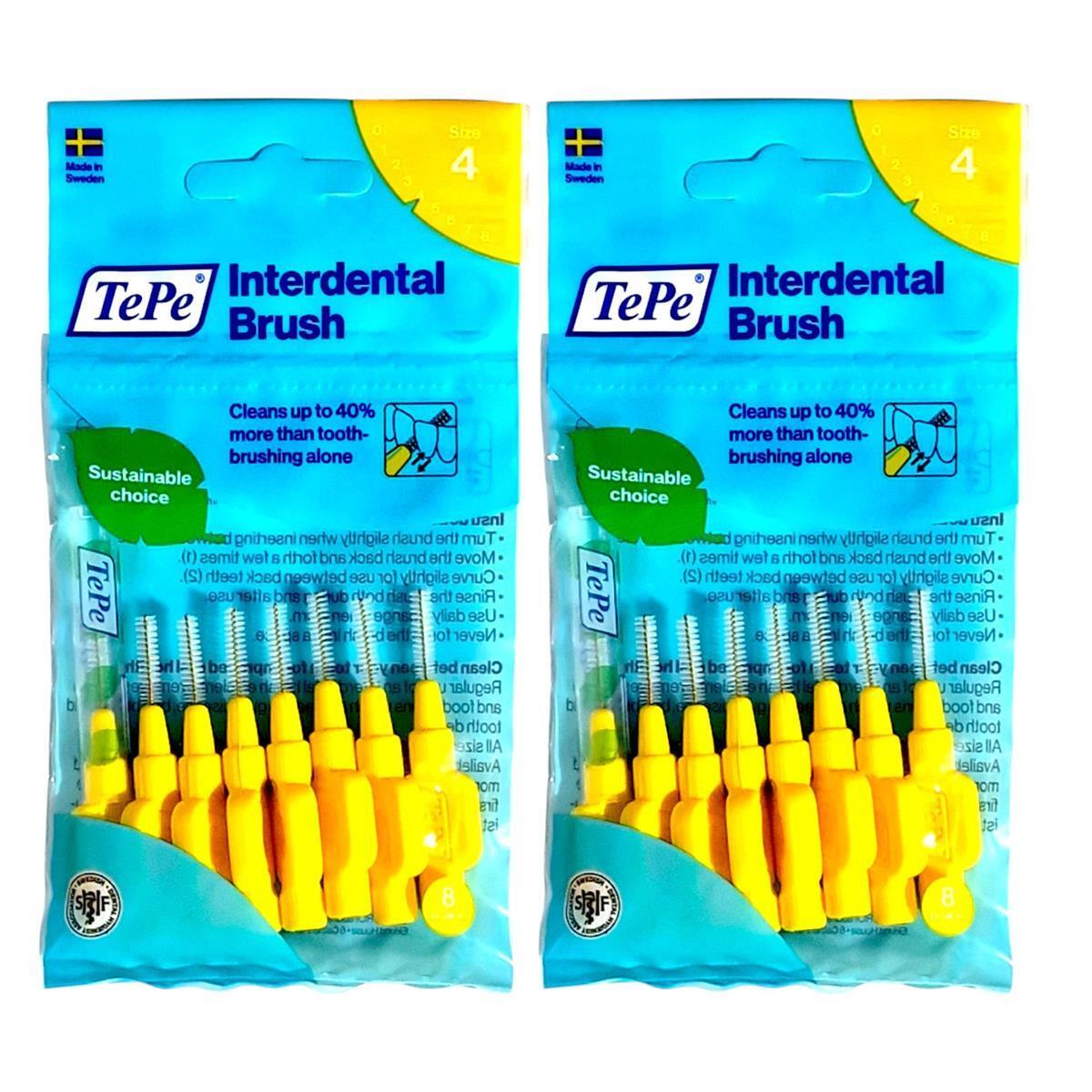 2x TePe Original Interdentalbürsten - 0,7mm gelb - 2x 8 Zahnzwischenraumbürsten