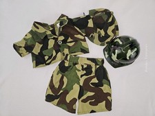 Build A Bear Military Camouflage Army Outfit Shirt, Pants, Cap Helmet BABW