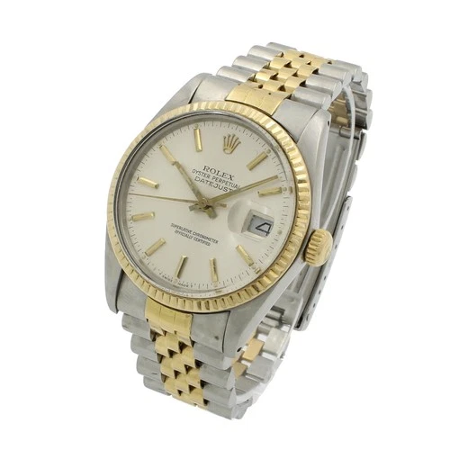 Men's Rolex OP Datejust Ref.#16013 36mm Silver Sunburst Dial Watch W228546-1