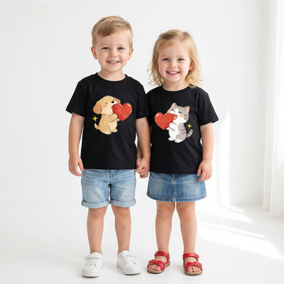 Cartoon T-Shirt Unisex Teens Short Sleeve For Kids Youth