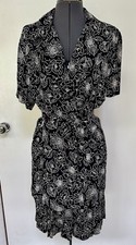 VINTAGE 90s ANN TAYLOR MAX STUDIO TUNIC TOP PLEATED SKIRT OUTFIT BLACK FLORAL M
