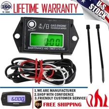 Waterproof Digital Mini Tiny Tachometer Tach Hour Meter Adjustable Job Timer US