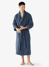 The Company Store - Company Cotton Men’s Long Robe-XXL- Indigo-MSRP-$129