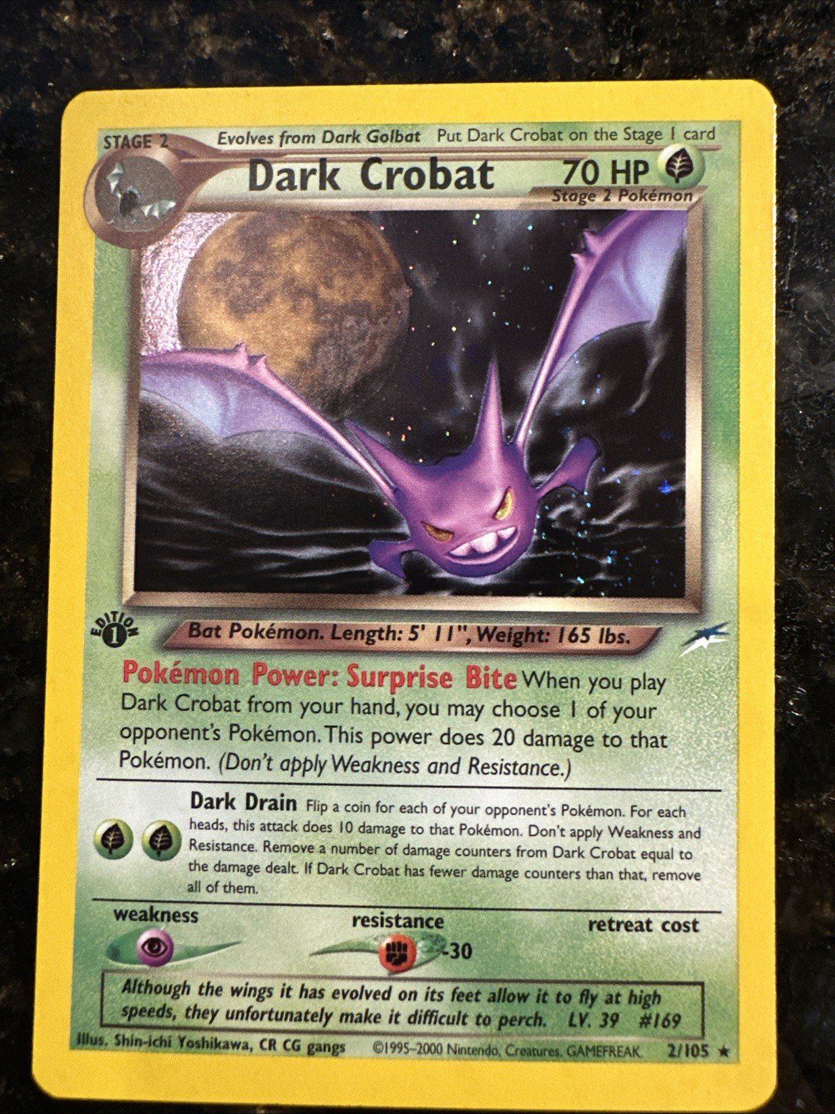1st Edition Dark Crobat 2/105 Pokemon Neo Destiny Holo NM✨✨
