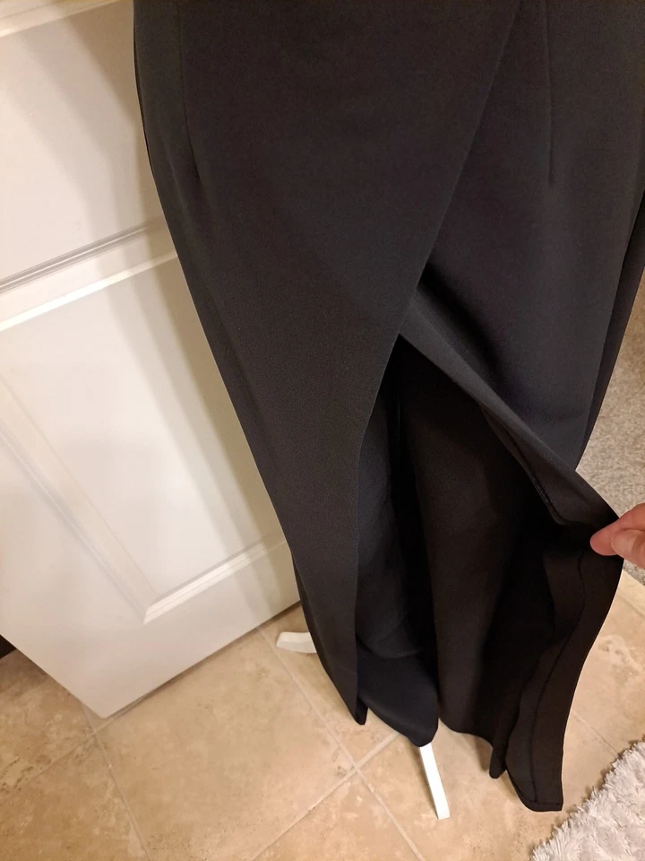 White House Black Market Jumpsuit Sz 8 Black Wide Leg Velvet Tube Top Likenew - Image 3 of 4