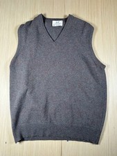 Lord Jeff Vest Sweater Men's Large Gray Lambswool Knit V-Neck Classic Casual