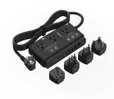 220V to 110V Step Down Voltage Converter 3 Outlet USB C Travel Adapter Converter