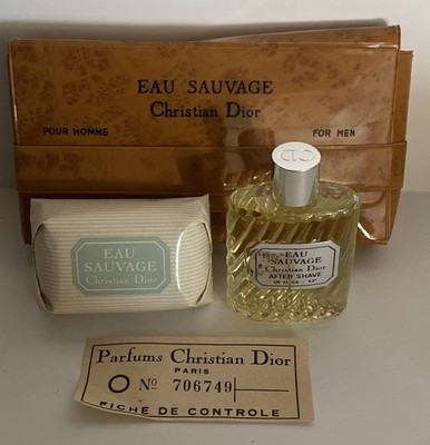 Vintage EAU SAUVAGE Christian Dior Men After Shave & Soap Travel Kit