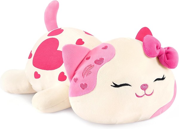 PlüSchtier Katze Kawaii Kuscheltier PlüSch Kissen 50Cm Weiß Rosa Geschenk 3+-image