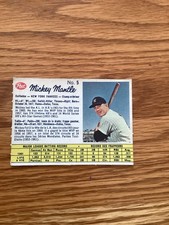 1962 POST CEREAL CANADIAN MICKEY MANTLE #5 EX+WITH STAT ERROR *READ Authentic