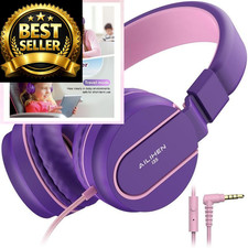 Kids Headphones, Wired Headphones for On Ear with small, Pink Purple
