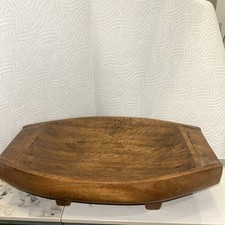 Vintage Wooden hand made  dough / Fruit ? Bowl on 4 legs   29 x 17.5  cm approx