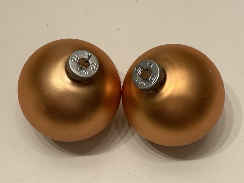 Lot Of 2 - 19 Cent Cap Shiny Brite Gold Mercury Glass Christmas Ornaments 3” MCM