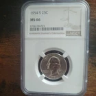 1954 S NGC MS 66 Washington Silver Quarter