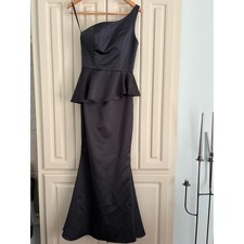 Morilee by Madeline Gardner Charcoal One Shoulder Peplum Forma Dress Size 6