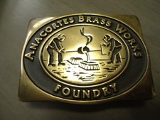 VTG. USA MADE 1985 ANACORTES BRASS WORKS FOUNDRY BELT BUCKLE N.O.S. BIN NEW