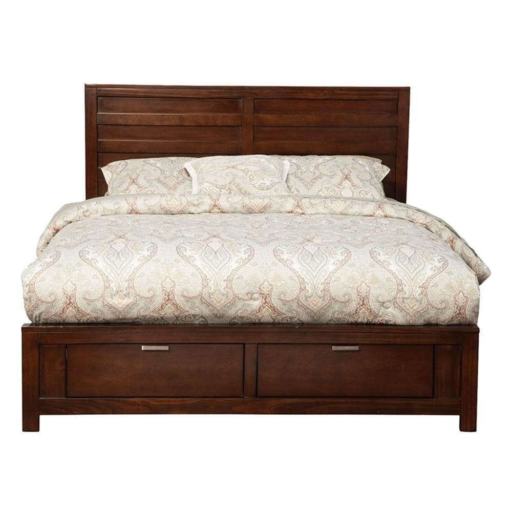 Alpine Furniture Carmel Wood Full Size Storage Bed in Cappuc