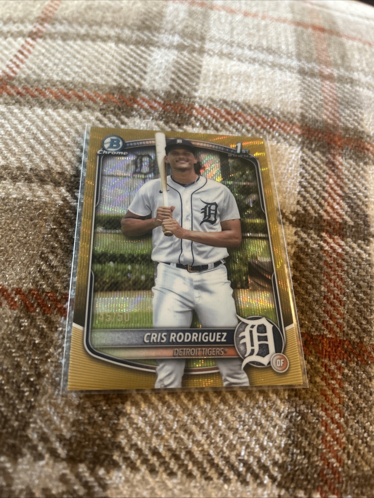 2025 Bowman Chrome Cris Rodriguez Gold Wave Refractor 1st #45/50 Tigers RC