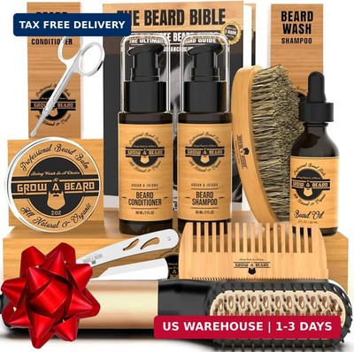 Beard Straightener Grooming Kit for Men, Beard Growth Kit, Wash, Brush & Comb, U