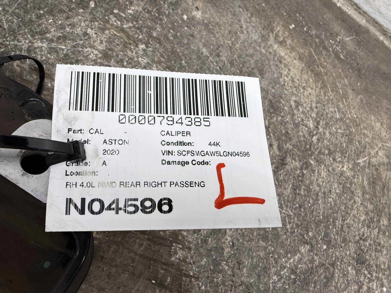 Aston Martin Vantage 2019-2023 Rear Right Brake caliper Black