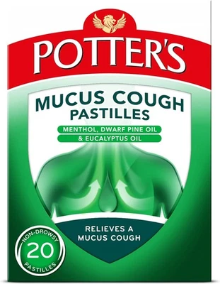 Potters Mucus Cough Pastilles With Menthol and Eucalyptus Oil 20