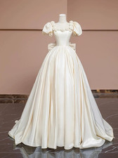 Princess White Ivory Wedding Dresses with Pink Florals A Line Bridal Gowns