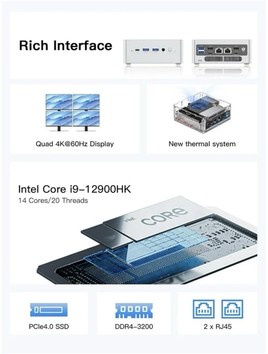 MINISFORUM Venus NAB9 Mini PC, 0GB RAM 0 SSD, Intel Core i9