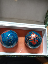 Vintage Chinese Cloisonne Ben Wa /baoding Balls with chimes in original box