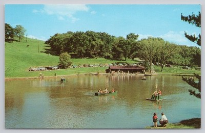 Vintage Schenk Lake Oglebay Park Wheeling WV Postcard by Dexter Press