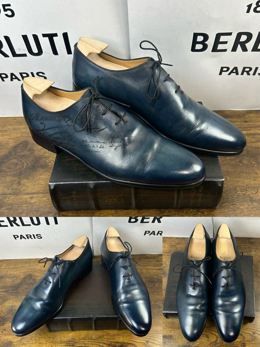 Berluti Alessandro GaScrit Leather Shoes UK9 Blue Rare Color Excellent Conditio image 2