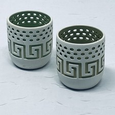 SPAFINDER Tealight Holders Set of 2 Pale Green & Yellow